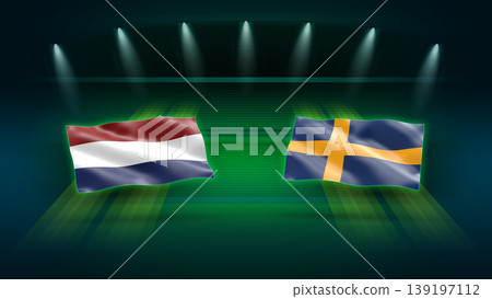International Soccer Match Preview :Netherlands vs Sweden with Flags 139197112
