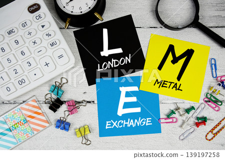 LME London Metal Exchange text phrase of business and financial concept LME London Metal Exchange text phrase of business and financial concept 139197258