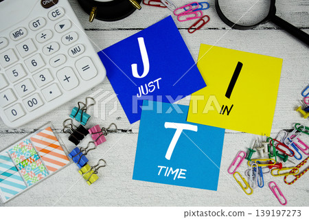 JIT Just In Time text phrase of business and financial concept JIT Just In Time text phrase of business and financial concept 139197273