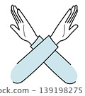Illustration of a hand gesture showing an "X". 139198275