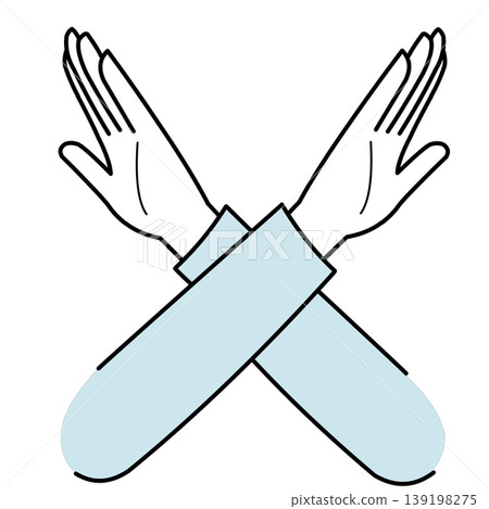 Illustration of a hand gesture showing an "X". 139198275