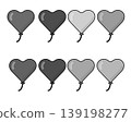 Heart-shaped balloon illustration set (grayscale) 139198277