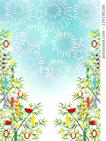 Tanabata background, fireworks, bright, vertical 139198286