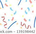 Colorful confetti and ribbon background material for celebrations, parties, and decorations. 139198442