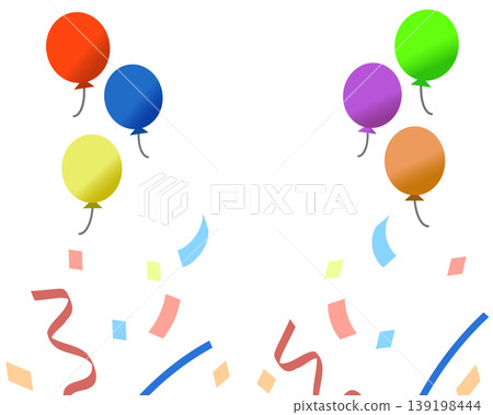 Colorful balloons and confetti background material for celebrations, parties, and anniversaries. 139198444