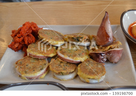 Squid sundae, a specialty of Abai Village in Sokcho City, South Korea 139198700