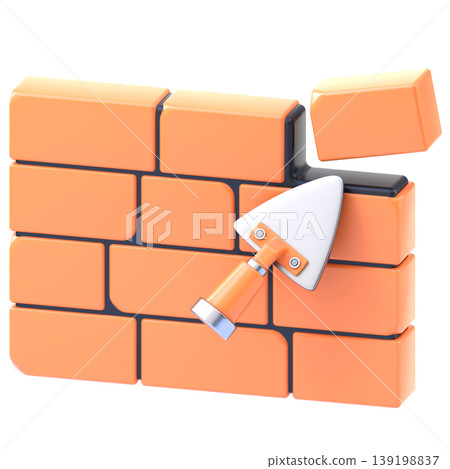 Brickwall Plaster 3D Icon, Glossy Construction Repair Illustration for UI UX, Website, Mobile App, E-commerce and Educational Content Brickwall Plaster 3D Icon, Glossy Construction Repair Illustration for UI UX, Website, Mobile App, E-commerce and Educational Content 139198837