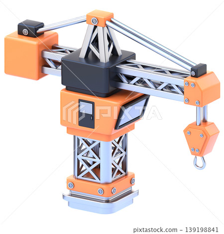 Construction Crane 3D Icon, Glossy Engineering Building Equipment Illustration for UI UX, Website, Mobile App, E-commerce and Education 139198841
