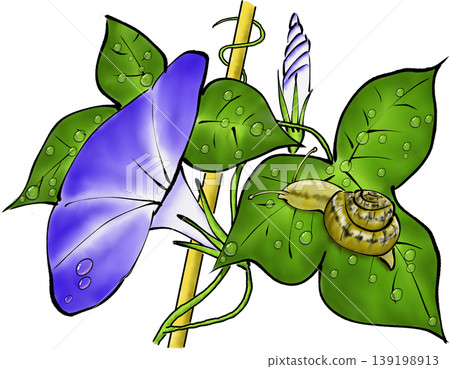 牽牛花和蝸牛材料 牽牛花和蝸牛材料 139198913
