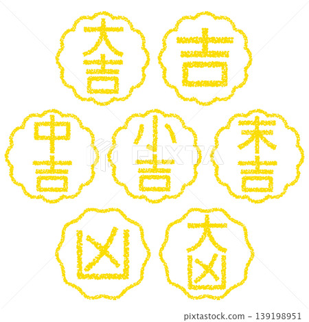 Crayon-style hand-drawn stamp-like lettering fortune-telling set 139198951
