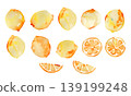 Watercolor painting. Watercolor-style lemon illustration. Set of watercolor vector illustrations of lemons. 139199248