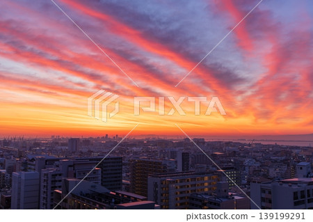 A view of dawn from Shin-Nagata, in Nagata Ward, Kobe City. A view of dawn from Shin-Nagata, in Nagata Ward, Kobe City. 139199291