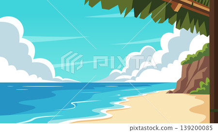 Hidden Cove Bali Beach Flat Design Illustration Hidden Cove Bali Beach Flat Design Illustration 139200085