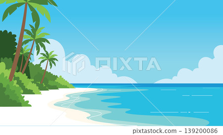 Calm Horizon Bali Beach Flat Design Illustration Calm Horizon Bali Beach Flat Design Illustration 139200086