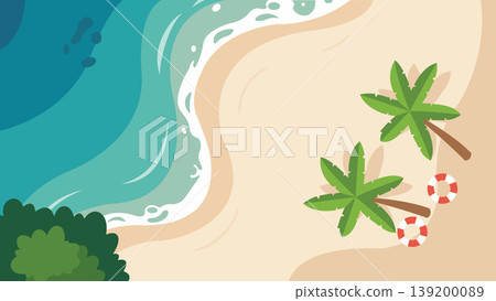 Sandy Curve Bali Beach Flat Design Illustration 139200089