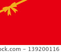 A frame of a gift box with a yellow ribbon on a red background. 139200116