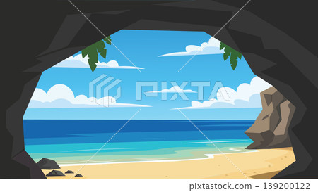 Shadow Cavern Bali Beach Flat Design Illustration Shadow Cavern Bali Beach Flat Design Illustration 139200122