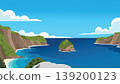 Rocky Bay Bali Beach Flat Design Illustration 139200123