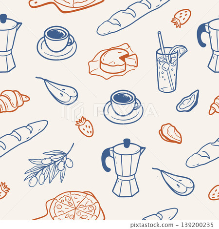 La dolce vita cafe food seamless pattern La dolce vita cafe food seamless pattern 139200235