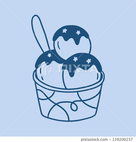 Hand Drawn Ice Cream Scoops Hand Drawn Ice Cream Scoops 139200237