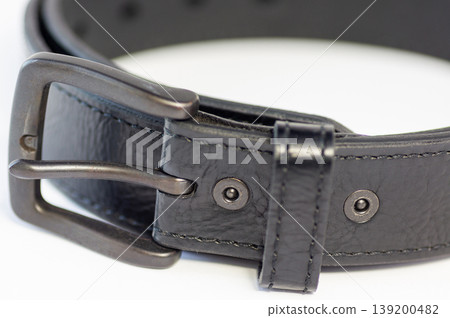 Black belt for jeans on a white background Black belt for jeans on a white background 139200482