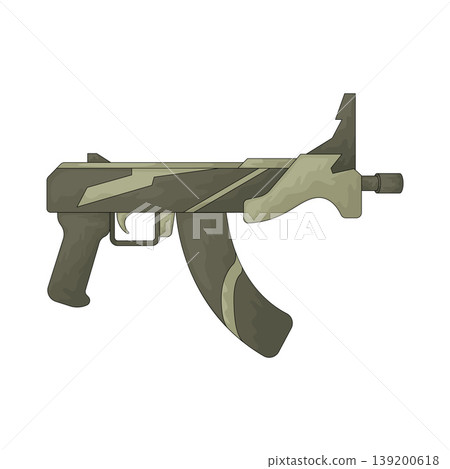Illustration of submachine gun Illustration of submachine gun 139200618