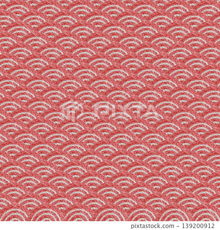 [Japanese-style Seigaiha (wave pattern) background] Hand-embroidered illustration material 139200912