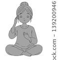冥想中的女子（黑白）：一段安靜的內省時光。 139200946