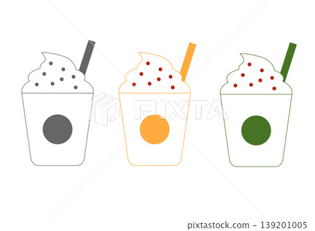 Cafe drink icon set (3 colors, takeout cup, simple illustration) Cafe drink icon set (3 colors, takeout cup, simple illustration) 139201005