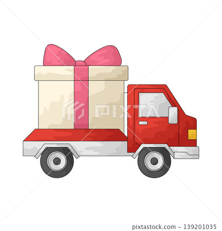 Illustration of Truck Delivery gift Illustration of Truck Delivery gift 139201035