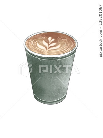 Takeaway cup of cafe latte, latte art, cafe, coffee, paper cup 139201067
