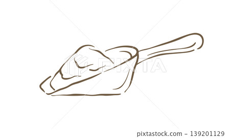 Baking Ingredient Scoop With Flour Or Sugar Hand Drawn Vector Illustration 139201129