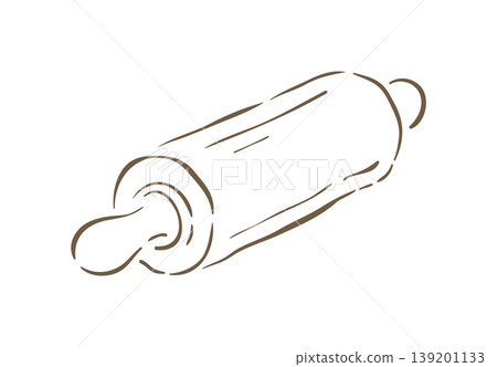 Wooden Rolling Pin For Dough Preparation Hand Drawn Vector Illustration Wooden Rolling Pin For Dough Preparation Hand Drawn Vector Illustration 139201133