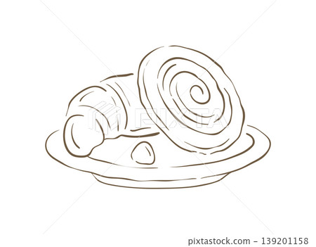 A Sweet Cinnamon Roll And Croissant On A Plate Vector Illustration A Sweet Cinnamon Roll And Croissant On A Plate Vector Illustration 139201158
