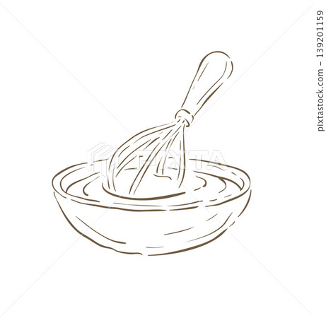 A Hand Drawn Sketch Of A Mixing Bowl With Dough Vector Illustration A Hand Drawn Sketch Of A Mixing Bowl With Dough Vector Illustration 139201159