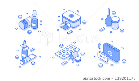 Medical Supplies And First Aid Isometric Vector Illustration For Healthcare Concepts 139201173