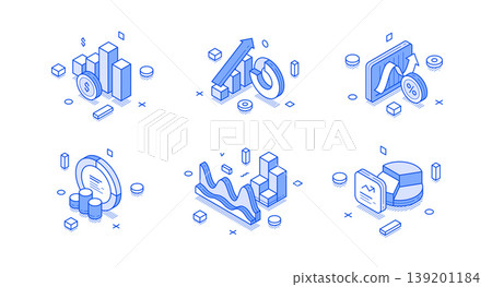 Financial Data Analytics And Business Growth Charts For Reports Isometric Vector Illustration Financial Data Analytics And Business Growth Charts For Reports Isometric Vector Illustration 139201184