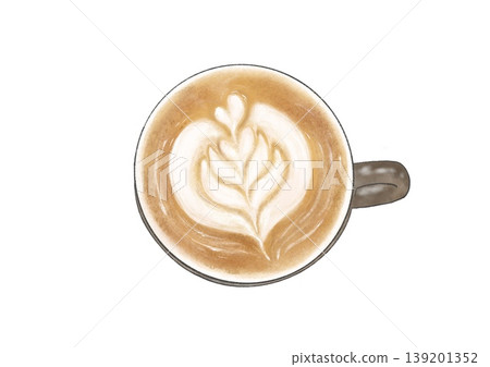 Latte art viewed from directly above: Cafe Latte Mug Latte art viewed from directly above: Cafe Latte Mug 139201352