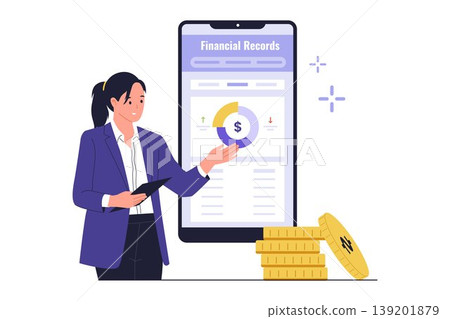 Illustration of Analyzing Personal Financial Records on Mobile Illustration of Analyzing Personal Financial Records on Mobile 139201879
