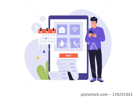 Illustration of Monthly Utility Bill Payment on Smartphone Illustration of Monthly Utility Bill Payment on Smartphone 139201881