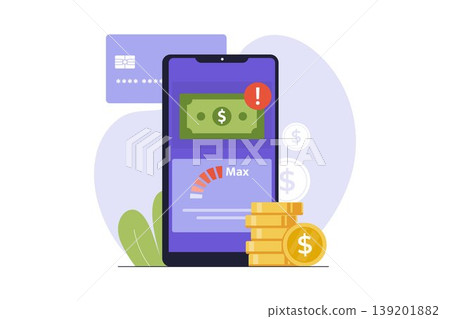 Illustration of Managing Monthly Transaction Limit on Mobile App Illustration of Managing Monthly Transaction Limit on Mobile App 139201882