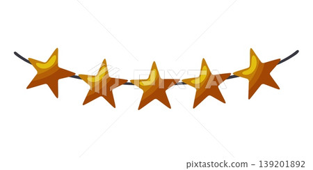 Gold Star Garland Hanging Decoration Vector Icon Gold Star Garland Hanging Decoration Vector Icon 139201892