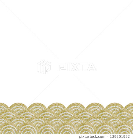 [Japanese-style Seigaiha (wave pattern) frame] Hand-embroidered illustration material 139201932
