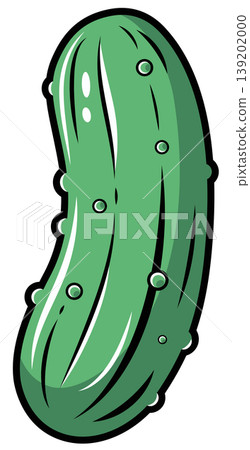 Cartoon Green Pickle with Simple Black Outline 139202000