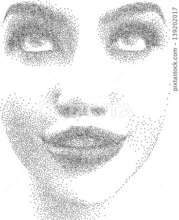 Dotwork Portrait of Womans Face in stipple Style Dotwork Portrait of Womans Face in stipple Style 139202017