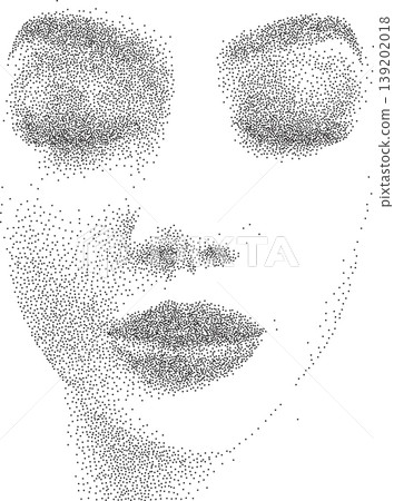 Dotwork Portrait of Womans Face in stipple Style 139202018