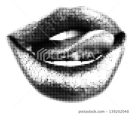 Halftone Parted Lips with Tongue Visible Halftone Parted Lips with Tongue Visible 139202048