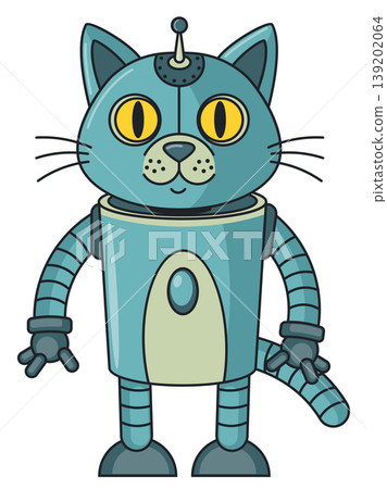 Robot Cat with Blue Body and Yellow Eyes Robot Cat with Blue Body and Yellow Eyes 139202064