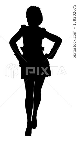 Silhouette of Woman in Maid Dress Silhouette of Woman in Maid Dress 139202075