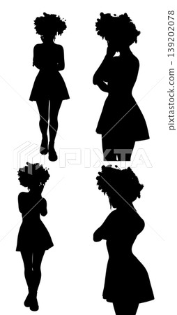 Silhouette of Woman wears Flared Dress Silhouette of Woman wears Flared Dress 139202078